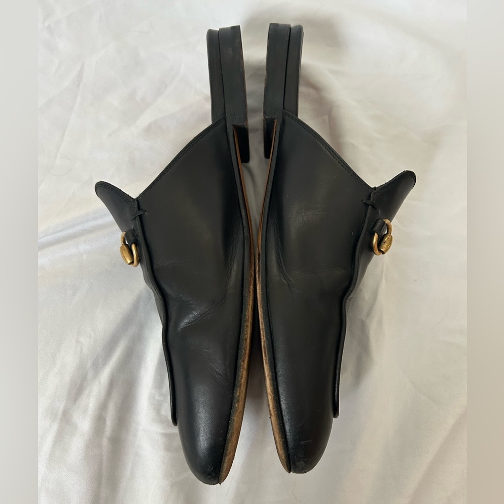 Gucci Black Leather Horsebit Mules with Gold Hardware - Picture 3 of 11